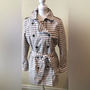 BR Pastel Stripe Trench Coat Women Size M